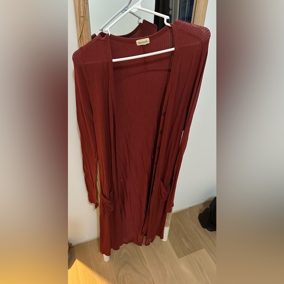 Takeout red ribbed cardigan - Picture 2 of 4